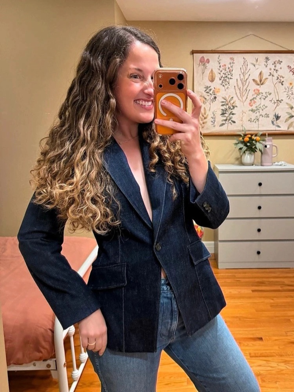 PAIGE Carmen Denim Blazer in Blue Size Medium Like New